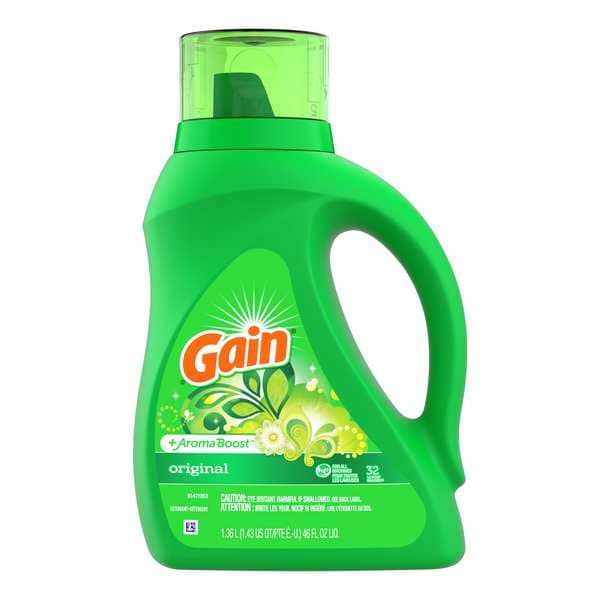 Gain High Efficiency Laundry Detergent, 46 oz Jug, Liquid, Original, Green, 6 PK - 55861