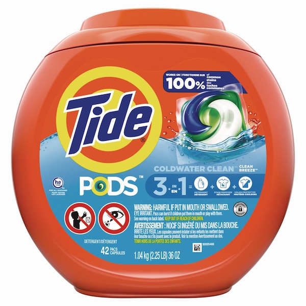 Tide PODS Laundry Detergent, Clean Breeze, 36 oz Tub, 42 Pacs/Tub - 80367521