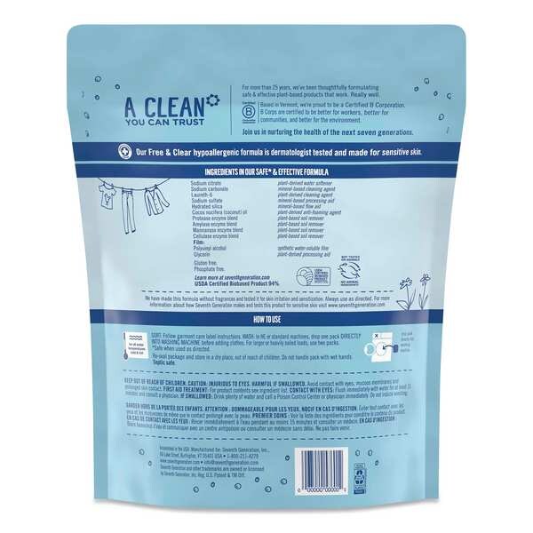 Seventh Generation Laundry Detergent, 31.7 oz Pack, Powder, Unscented, 360 PK - SEV22977
