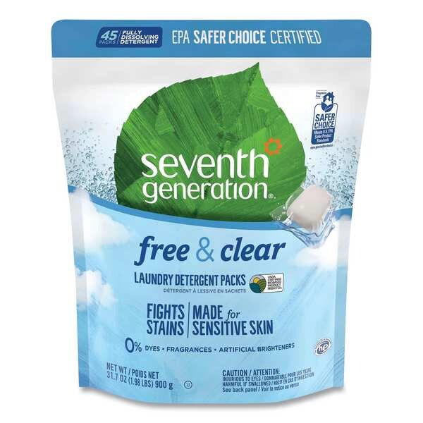 Seventh Generation Laundry Detergent, 31.7 oz Pack, Powder, Unscented, 360 PK - SEV22977