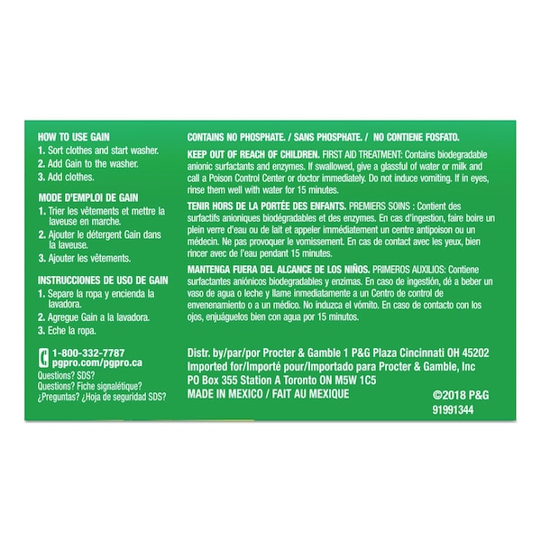 Gain Powder Laundry Detergent, Original Scent, 1.8 oz Box, 156PK - 49338