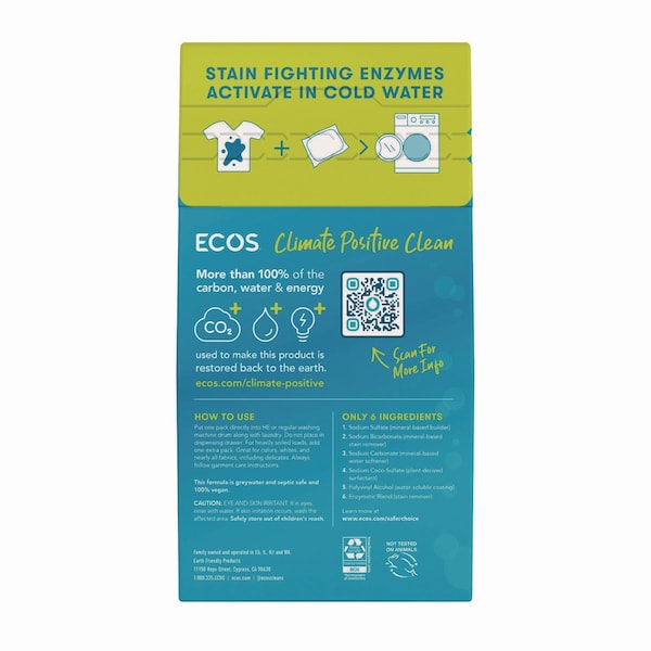 Ecos Pro Laundry Detergent Packs, Free and Clear, 40PK - 963706