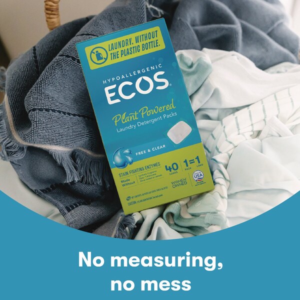 Ecos Pro Laundry Detergent Packs, Free and Clear, 40PK - 963706