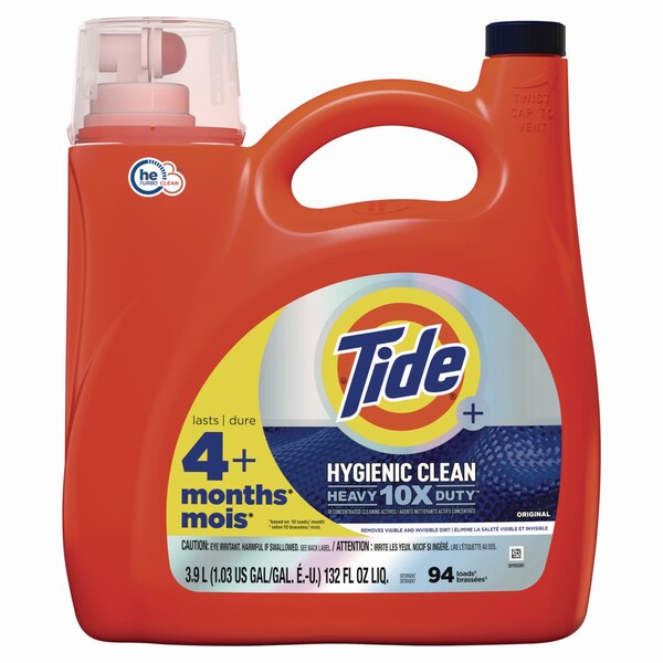 Tide Hygienic Clean Heavy 10x Duty Liquid Laundry Detergent, Original Scent, 146 oz Pour Bottle, 4PK - 80737288