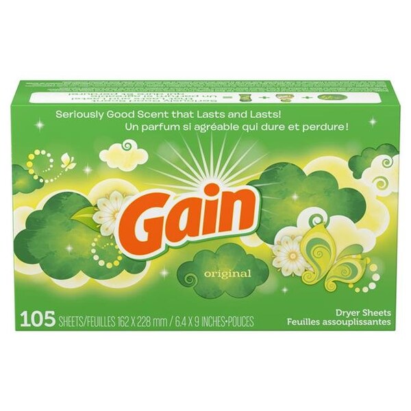 Gain Gain 1000637 Original Scent Fabric Softener Sheets - Pack of 6; 105 per Pack - 1000637