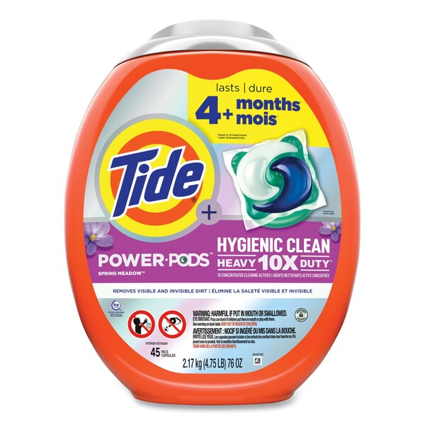 Tide Hygienic Clean Heavy 10x Duty Power Pods, Fresh Meadow Scent, 76 oz Tub, 45 Pods, 4PK - 80737342