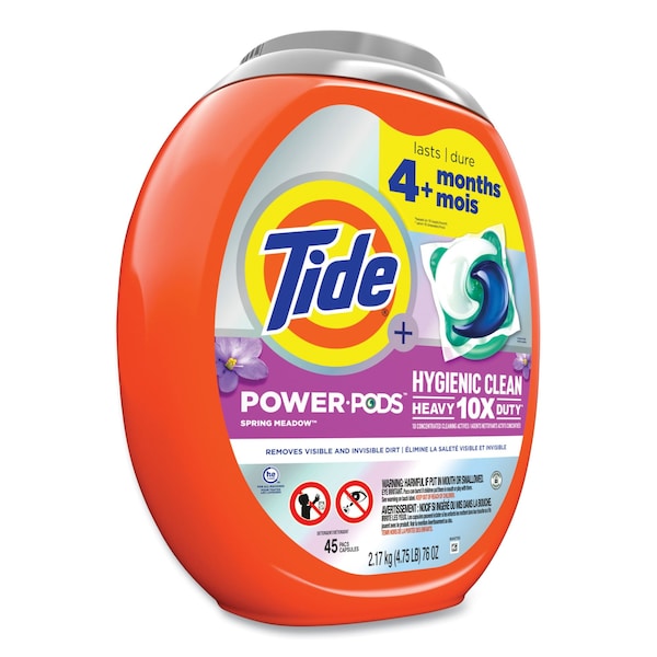Tide Hygienic Clean Heavy 10x Duty Power Pods, Fresh Meadow Scent, 76 oz Tub, 45 Pods, 4PK - 80737342