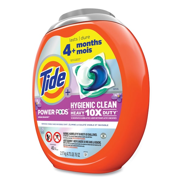 Tide Hygienic Clean Heavy 10x Duty Power Pods, Fresh Meadow Scent, 76 oz Tub, 45 Pods, 4PK - 80737342