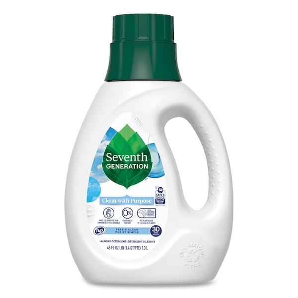 Seventh Generation Natural Liquid Laundry Detergent, Fragrance Free, 45 oz Bottle - 10732913450661