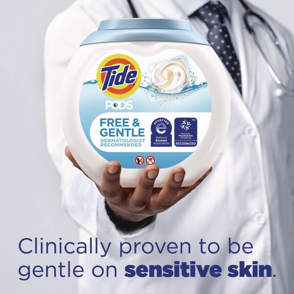 Tide PODS Laundry Detergent, Free and Gentle, 63 oz Tub, 76 Pacs/Tub, 4 Tubs/Carton, 4PK - 80737337
