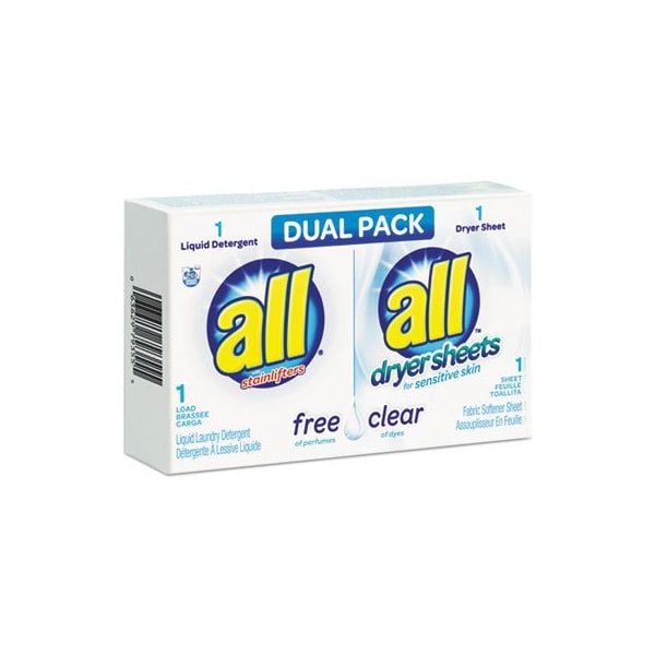 Vend-Rite Mfg Co All, Free Clear He Liquid Laundry Detergent/dryer Sheet Dual Vend Pack, 100PK - 2979355