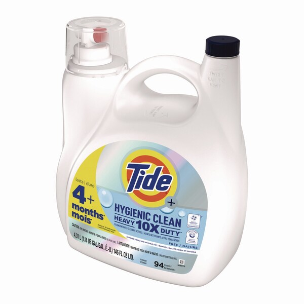 Tide Hygienic Clean Heavy 10x Duty Liquid Laundry Detergent, Unscented, 146 oz Bottle - 22188