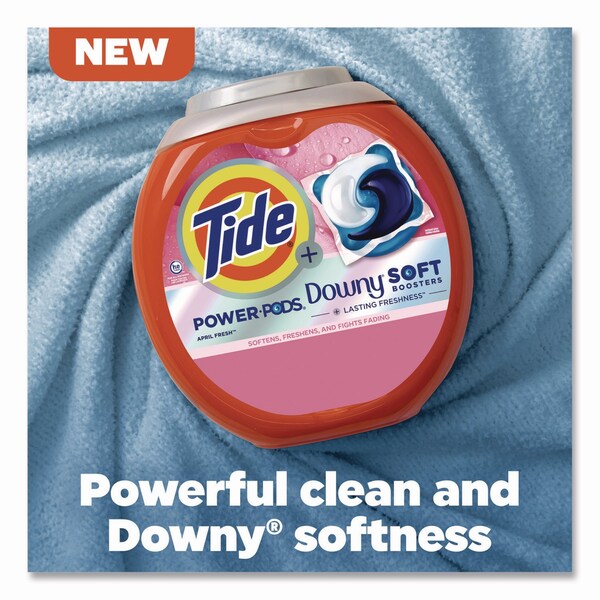 Tide Power PODS Plus Downy Laundry Detergent, April Fresh Scent, 98 oz Tub, 63 Pods/Tub - 11807