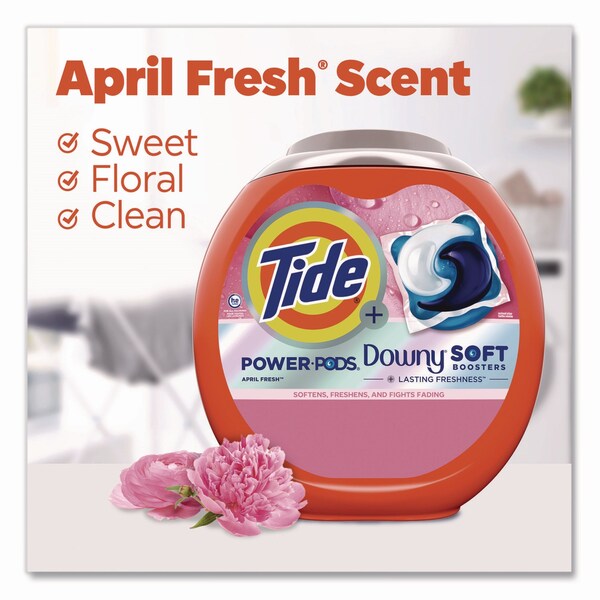 Tide Power PODS Plus Downy Laundry Detergent, April Fresh Scent, 98 oz Tub, 63 Pods/Tub - 11807