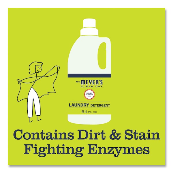 Mrs. Meyers Clean Day Laundry Detergent, 64 oz Bottle, Liquid, Lemon Verbena - 651369