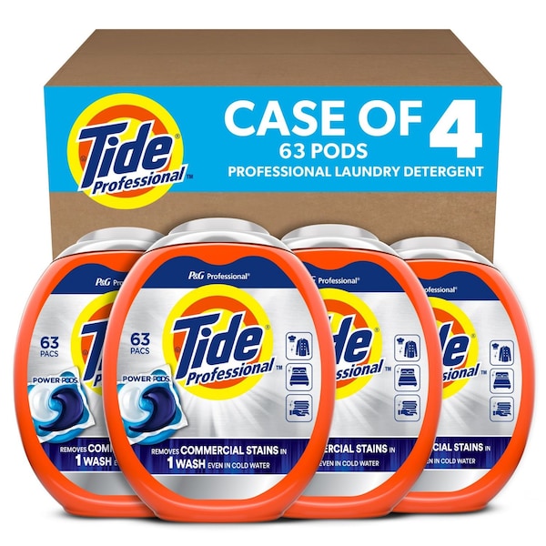 Tide Professional Commercial Power PODS Laundry Detergent, 63 Liquid Pods/Tub, 4 Tubs/Carton, 4PK - 80782762