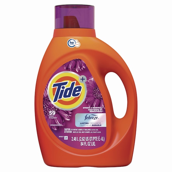 Tide Plus Febreze Liquid Laundry Detergent, Spring and Renewal, 84 oz Bottle - 87566