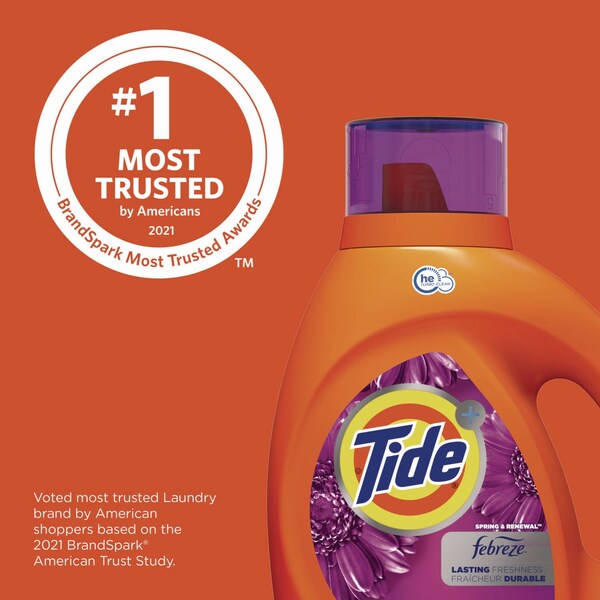 Tide Plus Febreze Liquid Laundry Detergent, Spring and Renewal, 84 oz Bottle - 87566