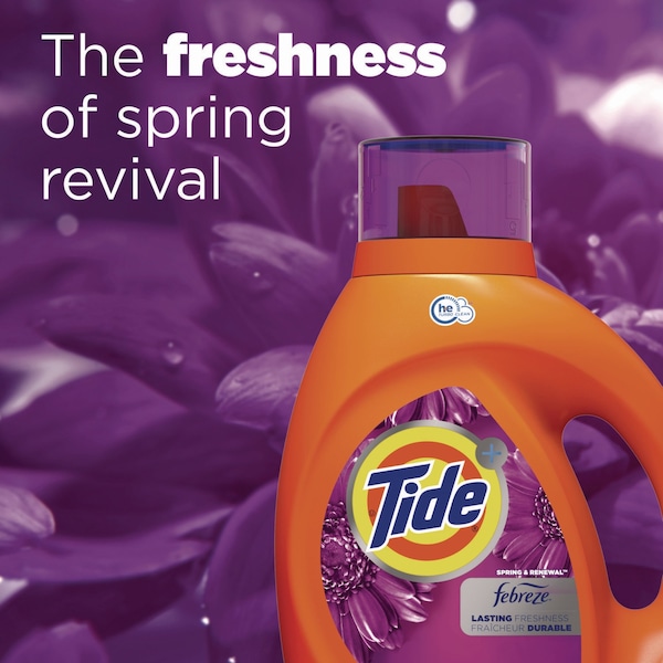 Tide Plus Febreze Liquid Laundry Detergent, Spring and Renewal, 84 oz Bottle - 87566