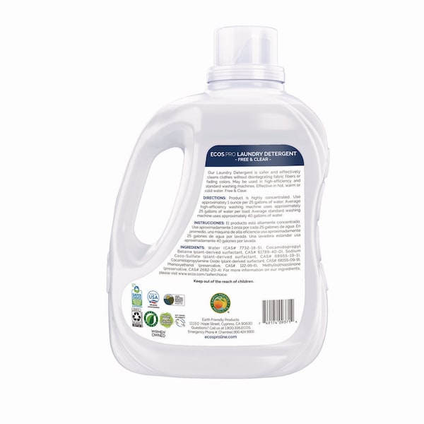 Ecos Pro Laundry Detergent Liquid, Free and Clear, 170 oz Jug, 2PK - PL937102CT