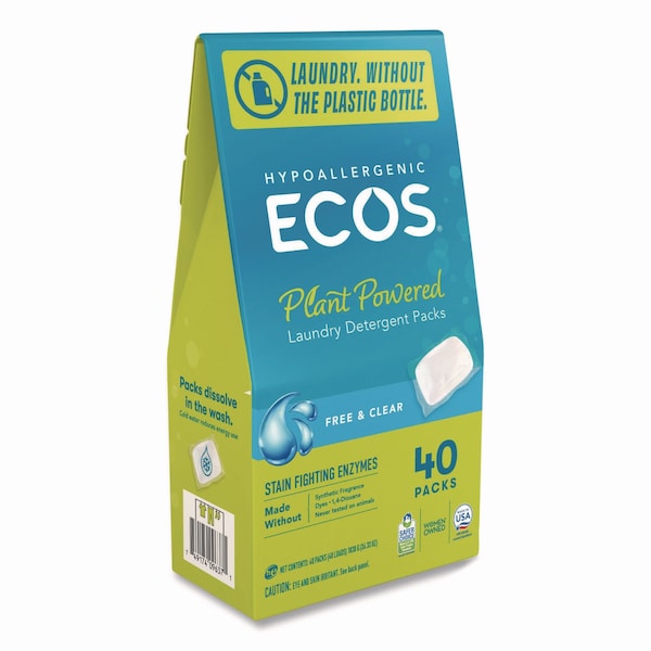 Ecos Pro Laundry Detergent Packs, Free and Clear, 240PK - 963706CT