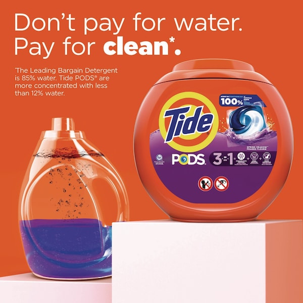 Tide PODS Laundry Detergent, Spring Meadow, 66 oz Tub, 76 Pacs/Tub - 80735047