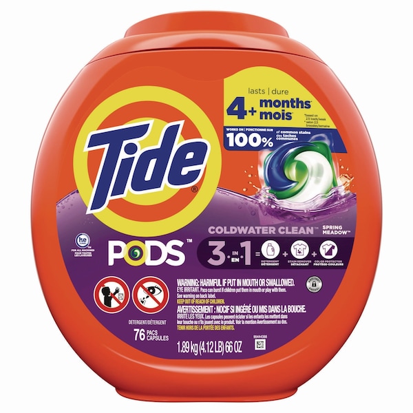 Tide PODS Laundry Detergent, Spring Meadow, 66 oz Tub, 76 Pacs/Tub - 80735047