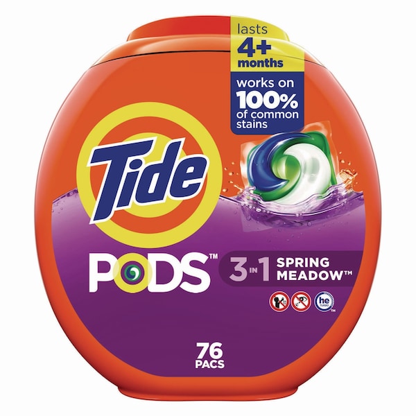Tide PODS Laundry Detergent, Spring Meadow, 66 oz Tub, 76 Pacs/Tub - 80735047