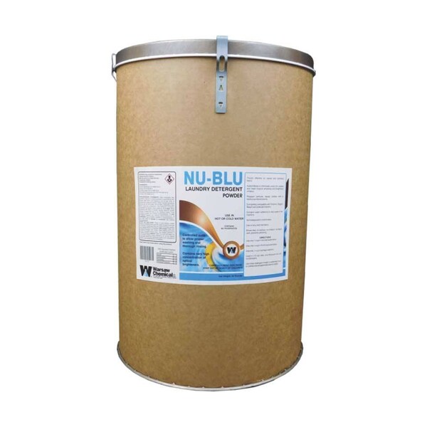 Warsaw Chemical Nu Blu, Powdered Laundry Detergent with optical brighteners, Lemon Scent, 100lbs drum - 30222-0000100