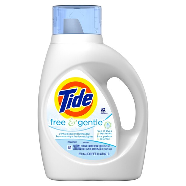 P&G Tide Liquid Laundry Detergent 46 oz. Unscented Free & Gentle, 6PK - 41823