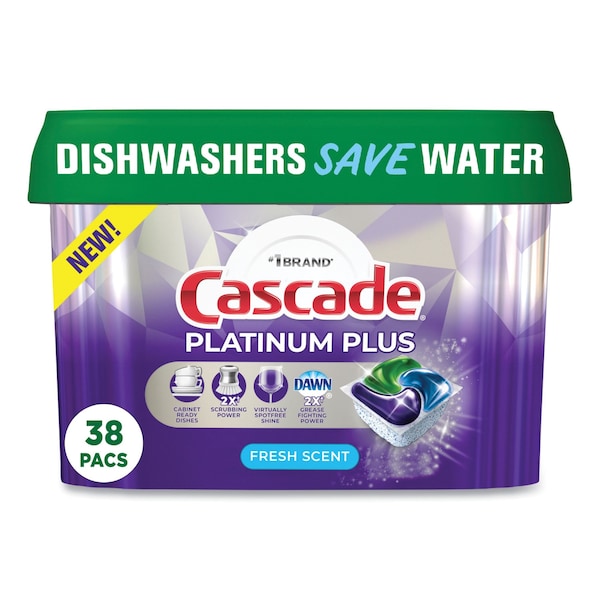 Cascade Platinum Plus ActionPacs Dishwasher Detergent Pods, Fresh Scent, 20.7 oz Tub, 228PK - 80374823