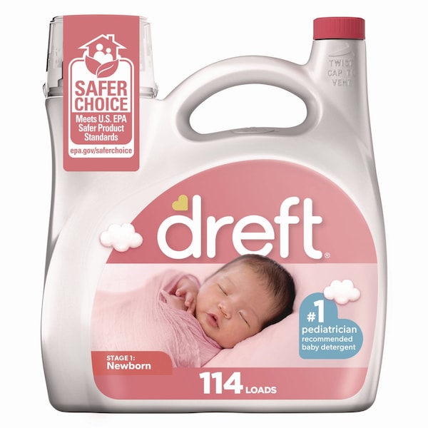 Dreft Laundry Detergent, 165 oz Bottle, Liquid, Baby Powder, 4 PK - 03241