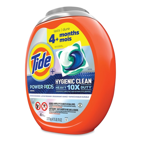 Tide Hygienic Clean Heavy 10x Duty Power Pods, Original Scent, 76 oz Tub, 45 Pods, 4PK - 80735044