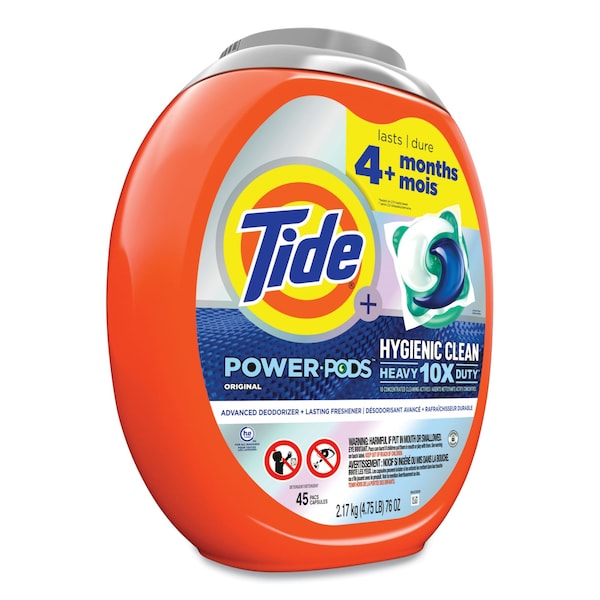 Tide Hygienic Clean Heavy 10x Duty Power Pods, Original Scent, 76 oz Tub, 45 Pods, 4PK - 80735044