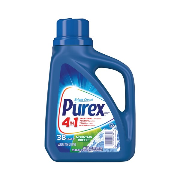 Purex Laundry Detergent, 50 oz Bottle, Liquid, Mountain Breeze®, 6 PK - 04784CT