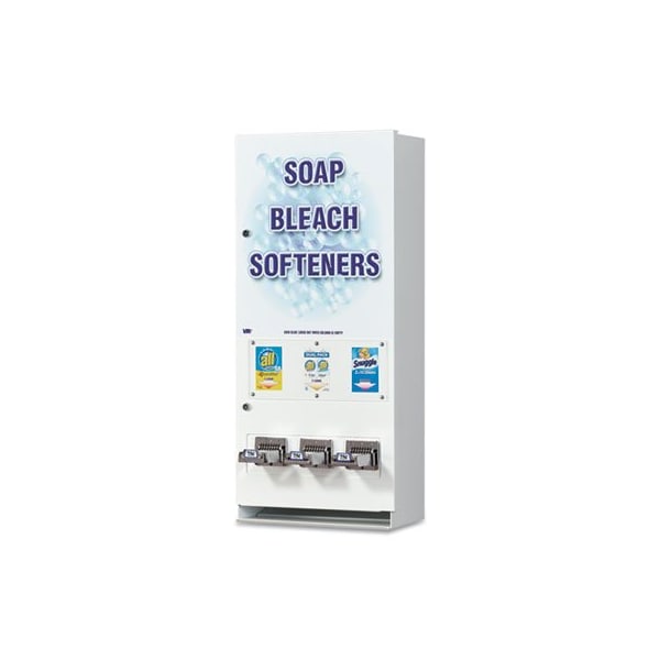 Vend-Rite Mfg Co Vend Rite, COIN-OPERATED SOAP VENDER, 3-COLUMN, 16.25in X 37.75in X 9.5in, WHITE/BLUE - 394100
