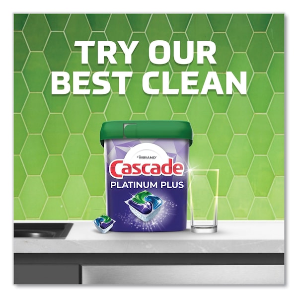 Cascade Platinum Plus ActionPacs Dishwasher Detergent Pods, 1.46 oz Bag, 90PK - 80729244