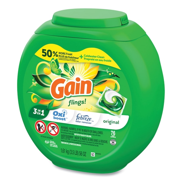 Gain Flings Detergent Pods, Original, 76 Pods/Tub, 4PK - 80735397