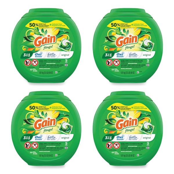 Gain Flings Detergent Pods, Original, 76 Pods/Tub, 4PK - 80735397