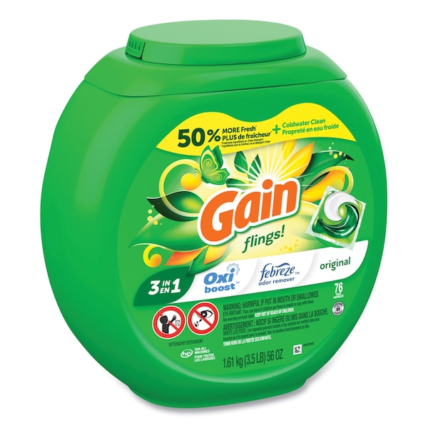 Gain Flings Detergent Pods, Original, 76 Pods/Tub, 4PK - 80735397