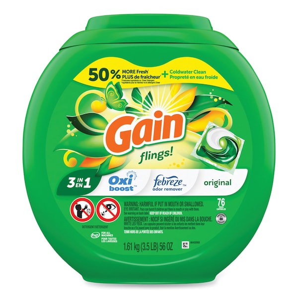 Gain Flings Detergent Pods, Original, 76 Pods/Tub, 4PK - 80735397