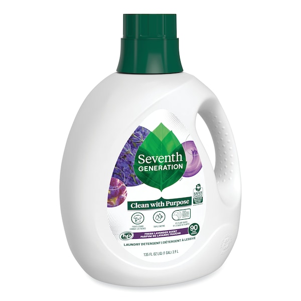 Seventh Generation Laundry Detergent, 135 oz Bottle, Liquid, Fresh Lavender, 4 PK - 10732913450647