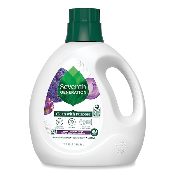 Seventh Generation Laundry Detergent, 135 oz Bottle, Liquid, Fresh Lavender, 4 PK - 10732913450647