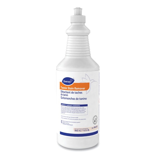 Diversey Tannin Stain Remover, 32 oz Bottle, Liquid, Fruity, Yellow, 6 PK - 904252