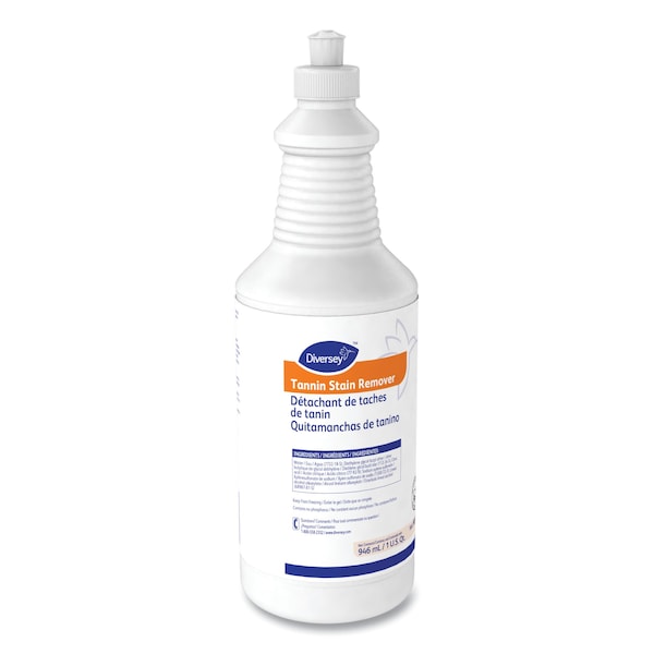 Diversey Tannin Stain Remover, 32 oz Bottle, Liquid, Fruity, Yellow, 6 PK - 904252