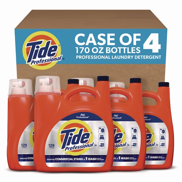 Tide Professional Laundry Detergent, 170 oz Pour Bottle, Liquid, 4 PK - 80782107