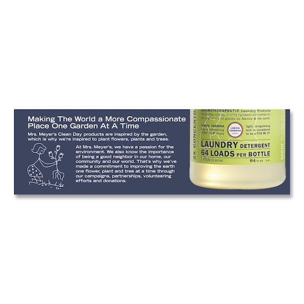 Mrs. Meyers Clean Day Laundry Detergent, 64 oz Bottle, Liquid, Lemon Verbena, 6 PK - 651369