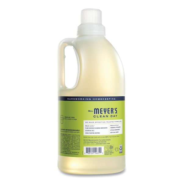 Mrs. Meyers Clean Day Laundry Detergent, 64 oz Bottle, Liquid, Lemon Verbena, 6 PK - 651369