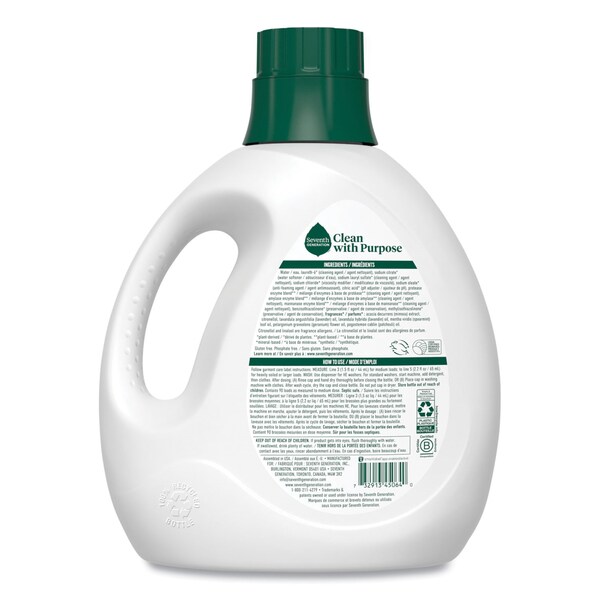 Seventh Generation Natural Liquid Laundry Detergent, Fresh Lavender Scent, 135 oz Bottle - 10732913450647