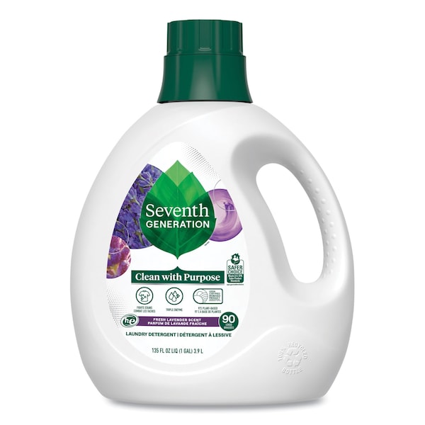 Seventh Generation Natural Liquid Laundry Detergent, Fresh Lavender Scent, 135 oz Bottle - 10732913450647